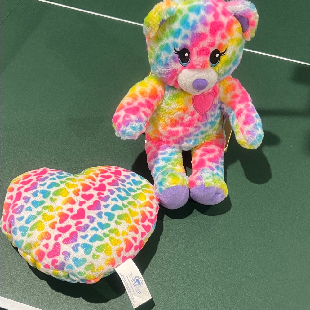 Build-A-Bear Colorful Teddy Bear and heart plush. - Picture 4 of 5